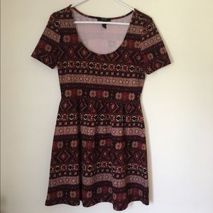 Dark Red/Orange Patterned Dress (Forever 21)